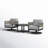 Scotia 3 Piece Patio Outdoor Swivel Seating Set In Black Aluminum With Grey Rope And Cushions