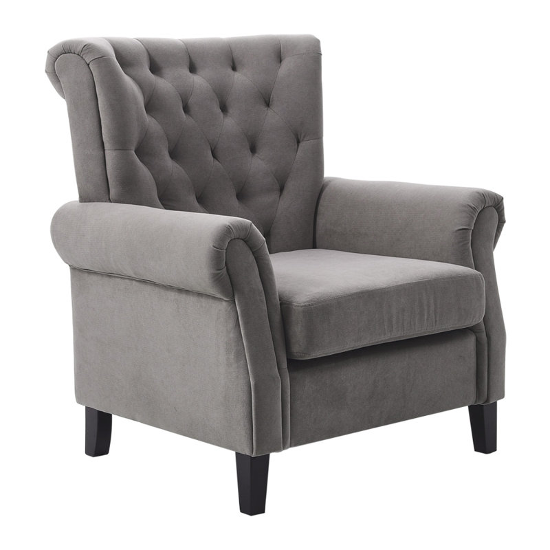 Brasel Velvet Armchair, Grey