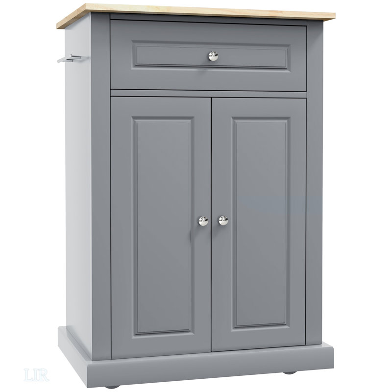 Rolling Kitchen Island Cart, Portable Serving Trolley Table With Drawer, Adjustable Shelf And 2 Towel Racks, Kitchen Island