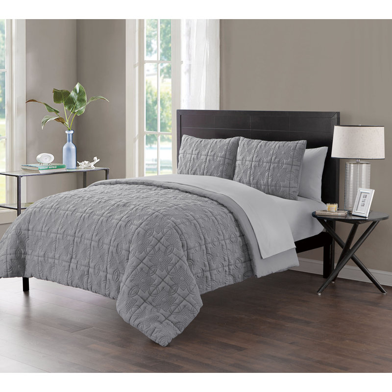 Modern & Contemporary Polyester Comforter, King, Gray