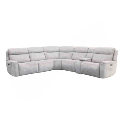 Power Reclining Sectional Couch Light Taupe Leatherette Sofa Corner Wedge Chairs Console Living Room Furniture Recliner L-Shaped Sectional