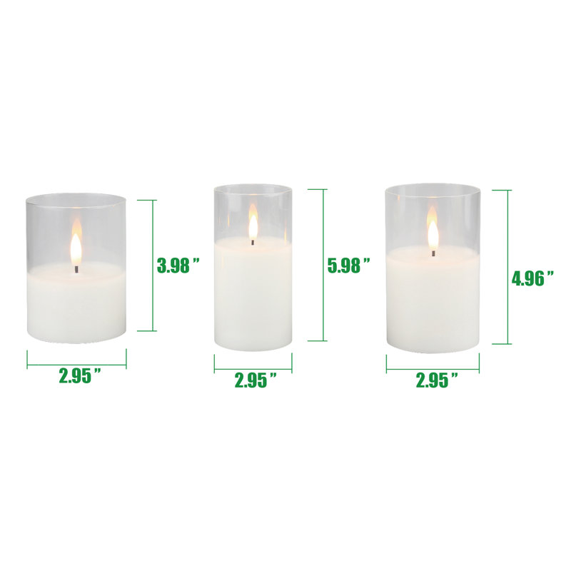 Bougie sans flamme sans parfum avec support en verre, Blanc
