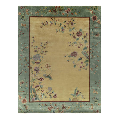 Hand-Knotted Gold/Teal/Red Area Rug 11'11'' x 15'11''