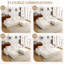Canapé-repose-pieds beige avec mousse expansible et configuration modulaire en L ou en U