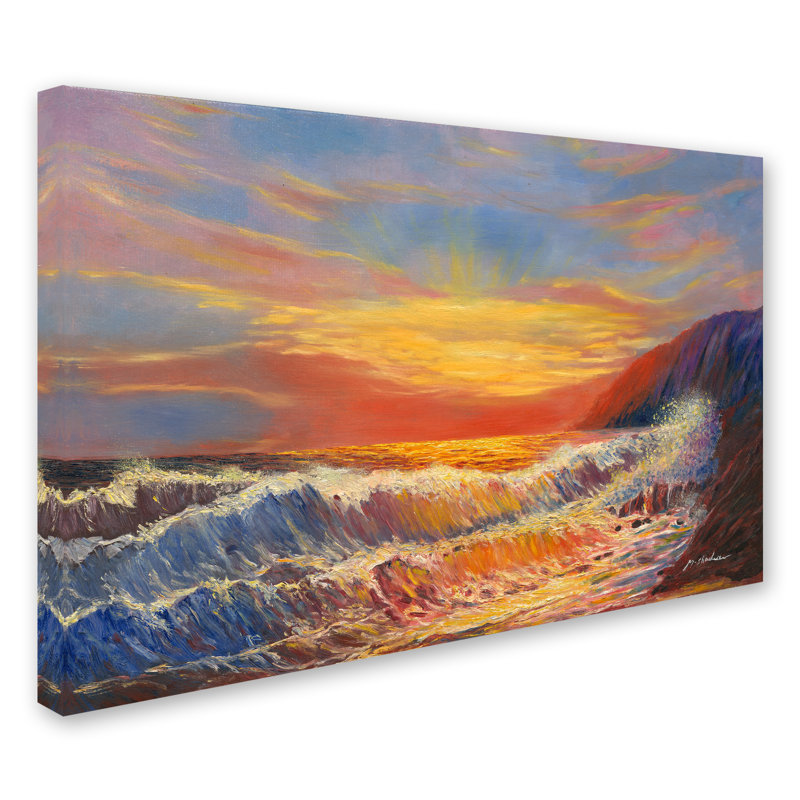 «Hawaiian Sunset» par Luverne, reproduction d'art sur toile tendue, H 12 po x l 19 po x P 2 po