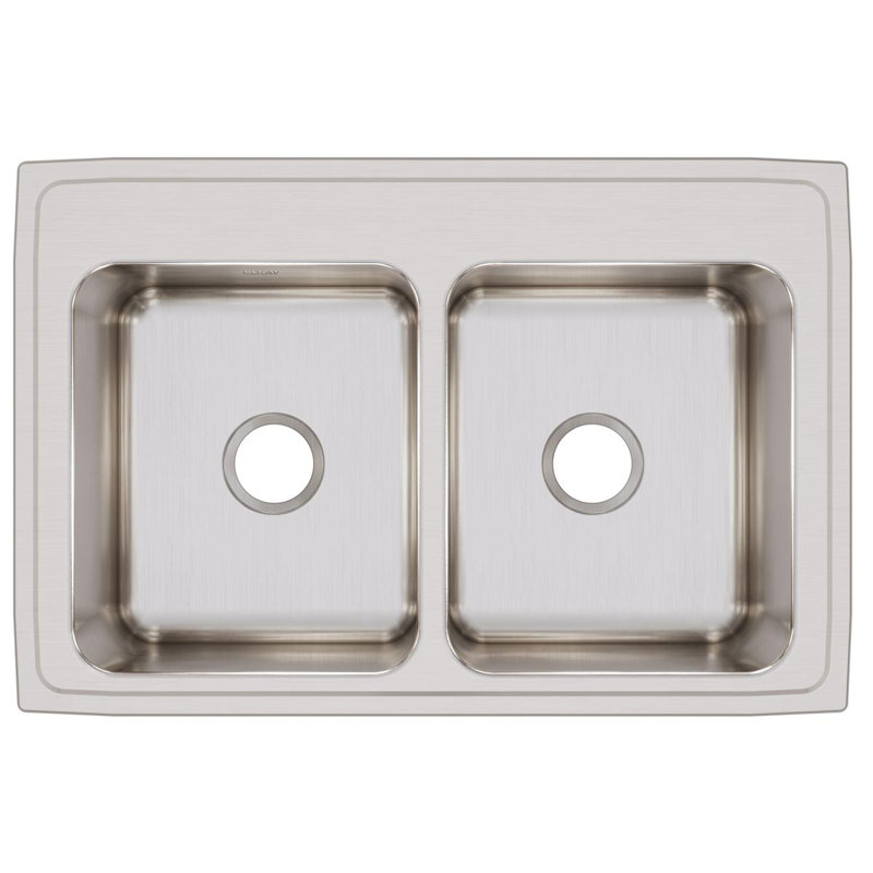 Lustertone 33" L x 22" W Double Basin Drop-In Kitchen Sink, 0 hole