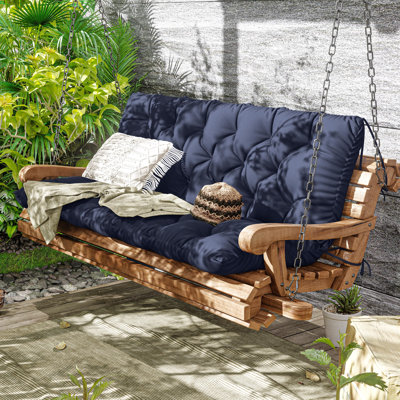 Outdoor 5" Bench Cushion For 2-3 Seaters, Porch Waterproof Swing Cushion With Backrest