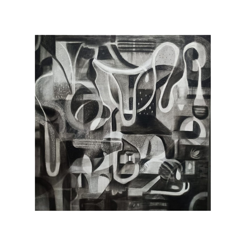 Menarche et santé | Gris anthracite sur toile | Par Aman Kumar Bavariya