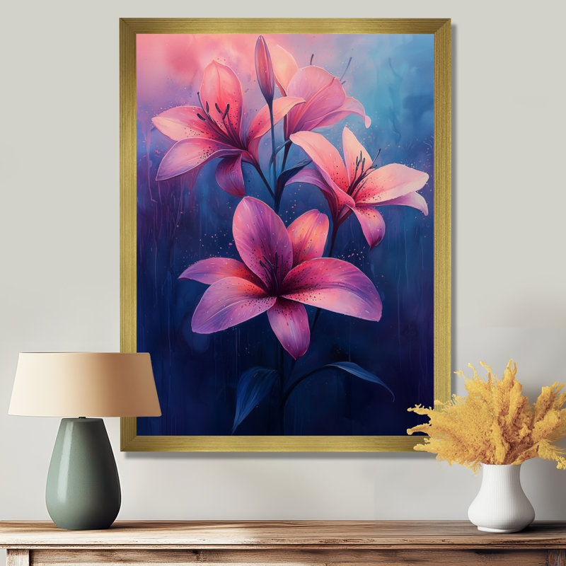 Katlin - salon d'art mural floral, 32" H x 24" W, Reproduction encadrée d'une seule photo, Gold