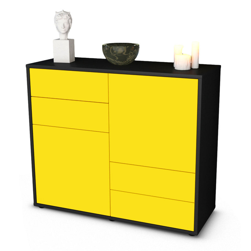 Raycliff 92cm Sideboard, Charcoal/Yellow