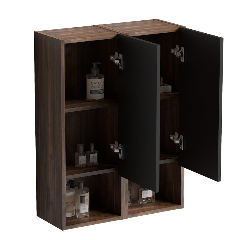 Armoire de salle de bain flottante, armoire de rangement murale pour petit espace, Black