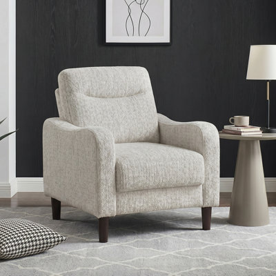 Chaise de salon en chenille texturée et moderne de 32 po avec sièges à ressorts ensachés et accoudoirs inclinés Mirelle