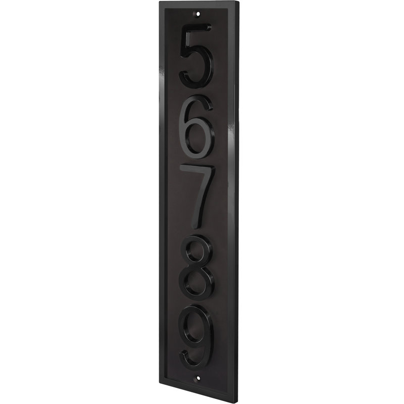 Plaque d'adresse verticale encadrée en aluminium Royal Shade - numéros de maison personnalisés à 3/4 chiffres pour des espaces intérieurs et extérieurs élégants