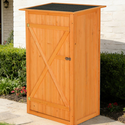 Yellow, Outdoor Storage Cabinet, Flat Roof, Lockable Door, , Pool And Lawn Storage, Easy To Install Storage Shed, Roof, Door, Waterproof, For Terrace Backyard, Multi - Functional Use