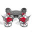 All-Weather Cast Aluminum Dining Set, Include Swivel Chairs And Round Table With Black Frame-2073200577