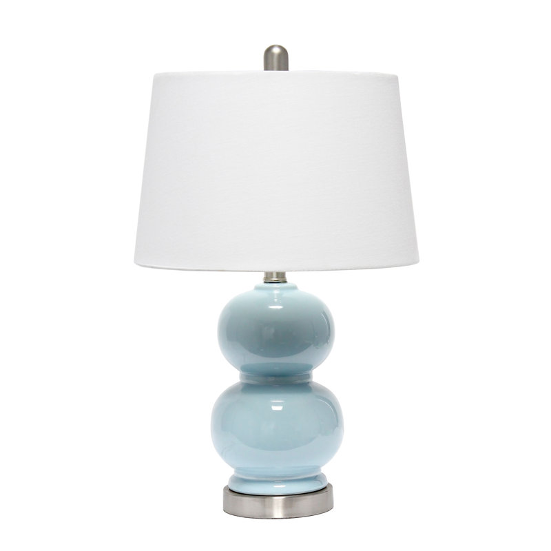  Double Gourd Ceramic Lamp, Light Blue