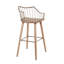 Tabouret de bar à hauteur fixe en bois blanchi et cuivre antique avec repose-pieds carré