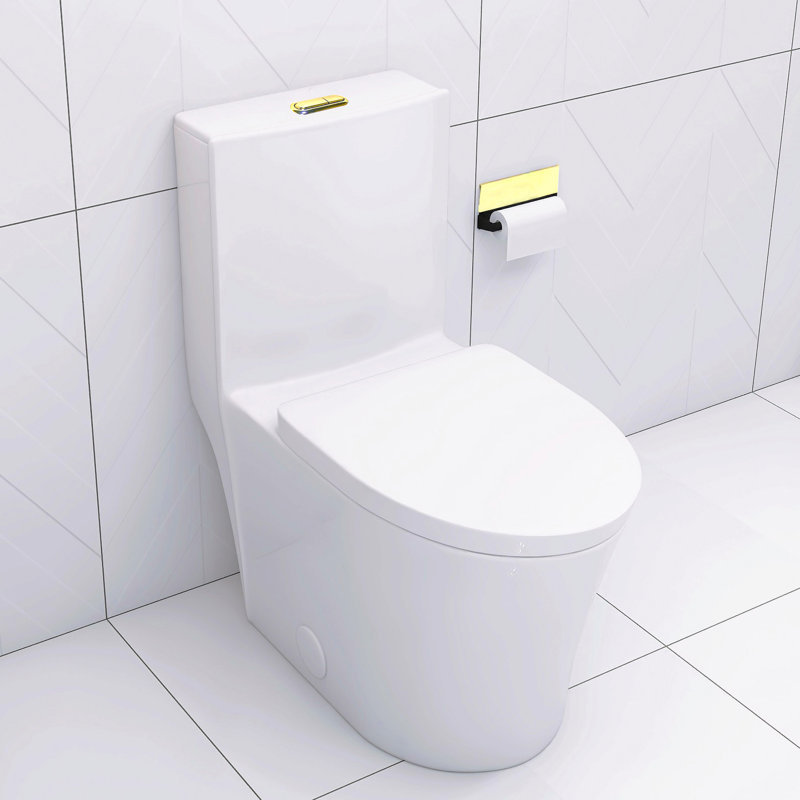 Toilette blanche brillante avec chasse d'eau avancée et porcelaine facile d'entretien, Blanc