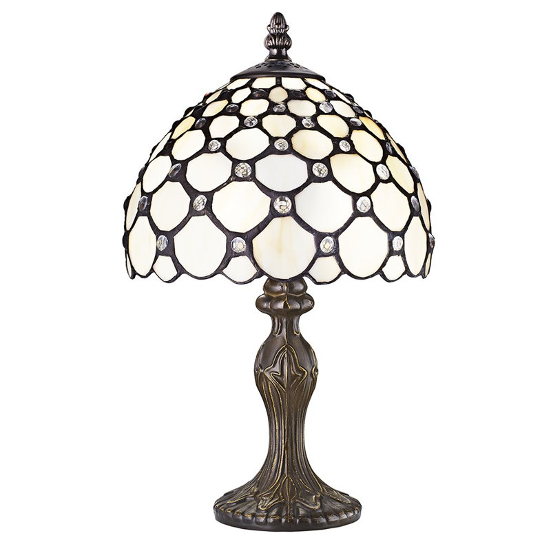 Goreville Traditional Tiffany Table Lamp with Multiple Circular Beads, 36cm H x 20cm H x 20cm D, Clear