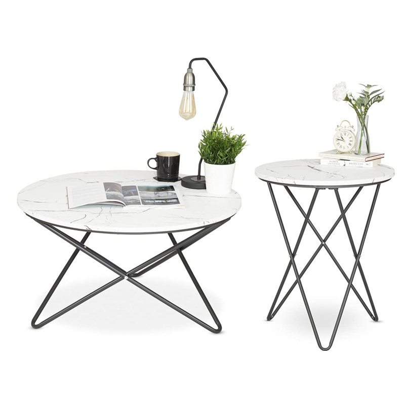 Renne 2 - Piece Marble Top Living Room Table Set