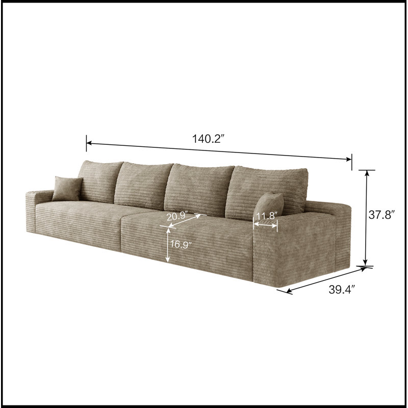 Canapé modulaire confortable pour le salon et la chambre à coucher, aucun assemblage requis, H 37,8 po x l 140 po x P 39,4 po