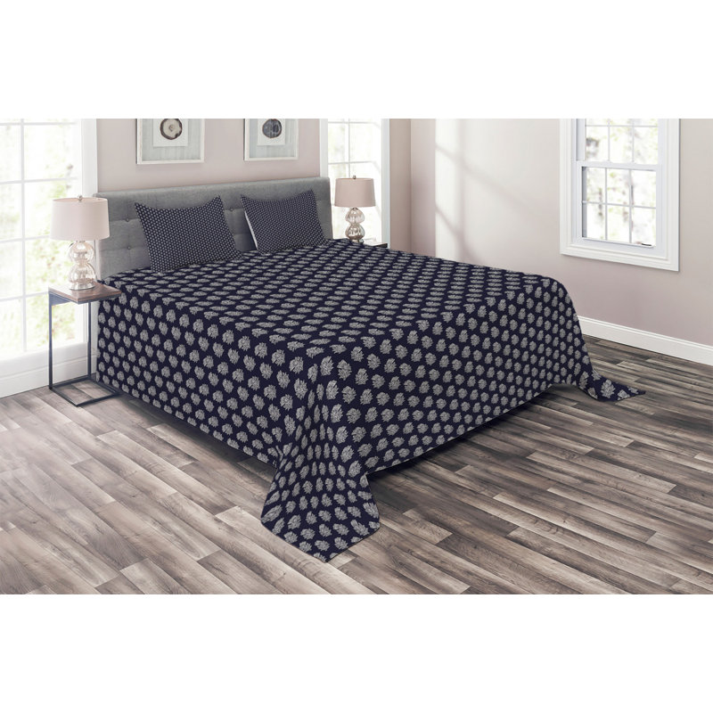 Polyester Floral Coverlet, King Bedspread + 2 Shams