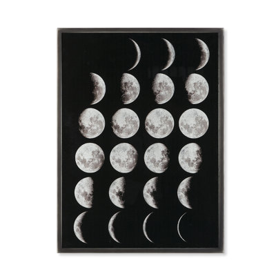 Silver Leaf Phases of the Moon Framed Graphic Art