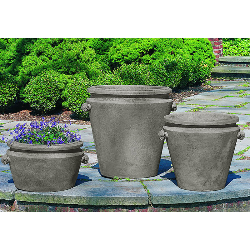Scroll Handle Handmade Planter, Alpine Stone, 19" H x 22" W x 20" D