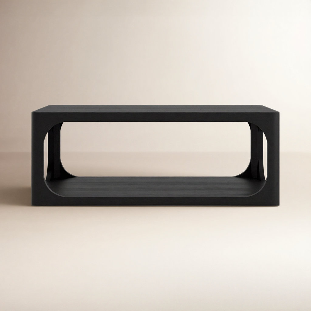 Sybil Solid Wood Coffee Table, Black, 16" H x 42" W x 22" D