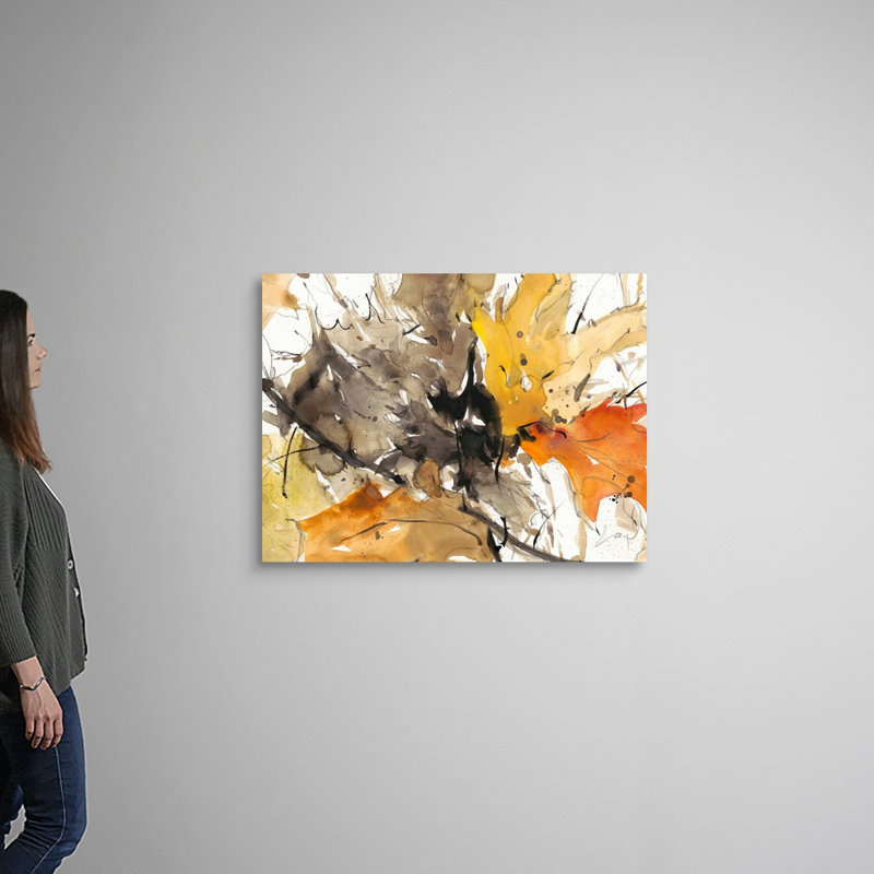 Aquarelle, feuilles d'automne II, art mural, H 30 po x l 40 po, Toile tendue