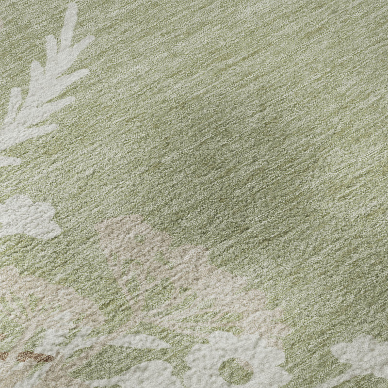 Tapis floral lavable à la machine de qualité supérieure Mayfield AMF2334, Aloe, 8 pi x 10 pi