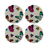 Butterflies Vegan Leather Round Pebble Placemat