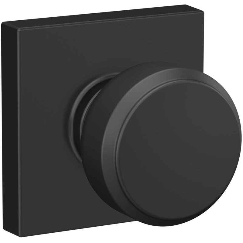 Bowery Passage (Hall & Closet) Door Knob with Rosette, Matte Black
