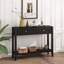Narrow Wood Accent Console Table with Drawers and Storage Shelf