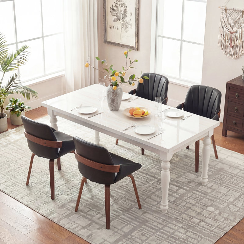 Chayne Modern Upholstered Faux Leather Dining Chairs With Swivel, Black