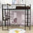 Full Size Metal Loft Bed With Wooden Built-In-Desk And 2 Shelves-897699480