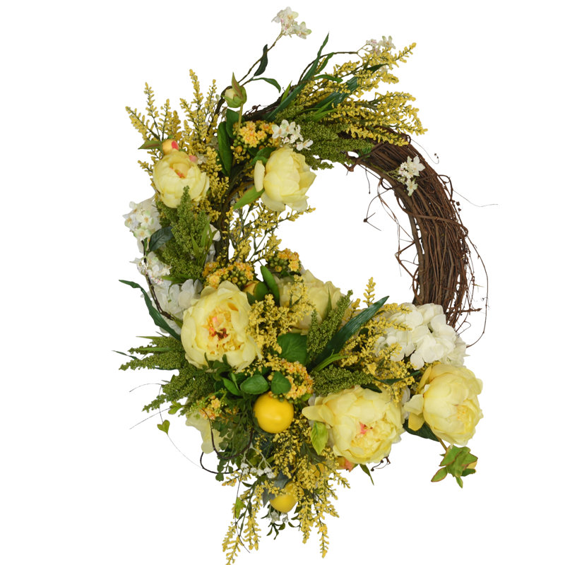 Couronne de pivoines, hortensias et bruyères Ceola