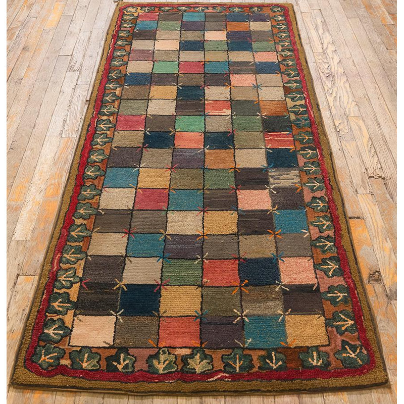 Tapis crochu antique à motif «X» des années 1880