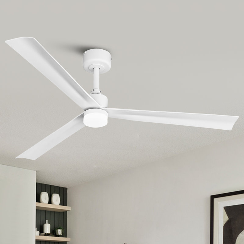 50" Modern White Propeller 3CCT LED Ceiling Fan with Lights and Remote Control, Dimmable, 6-Speed Reversible DC Motor, Timer 