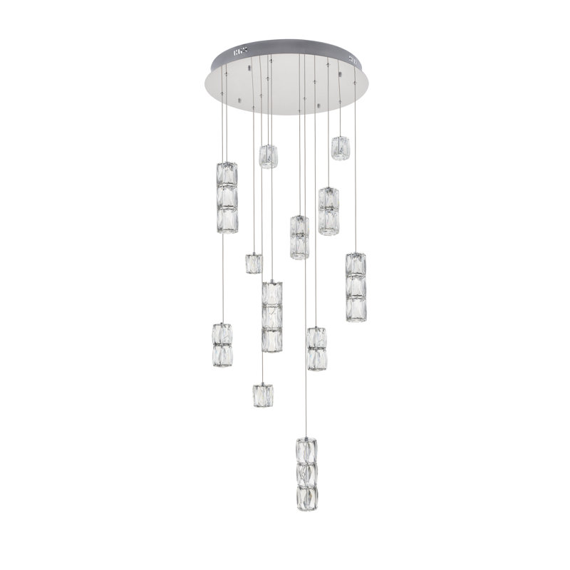Alfee 12 - Light LED Cluster Pendant, Chrome