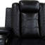 Causeuse inclinable électrique 71,5 po en cuir respirant avec base à DEL, porte-gobelets et console de rangement-2048054477