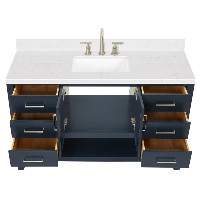 Meuble-lavabo simple ARIEL Moille, Rectangular, Bleu minuit