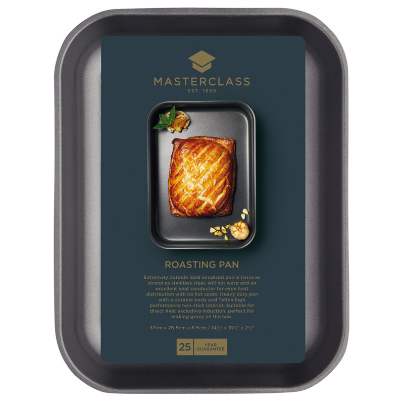MasterClass Non-Stick Hard Anodised Roasting Pan, 6.5 cm H x 37 cm W x 26.5 cm D