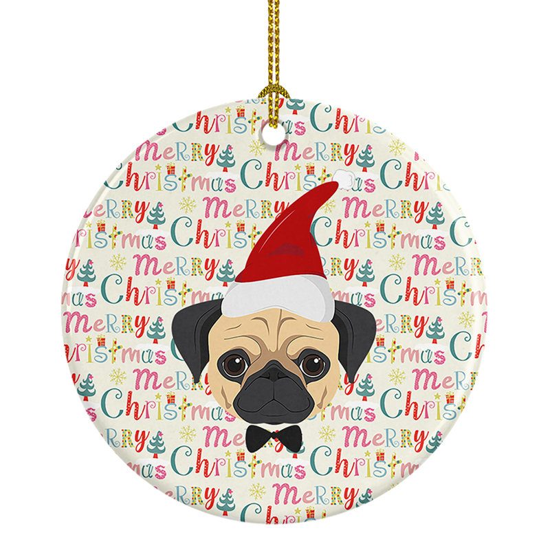 Ornement suspendu Pug Merry Christmas