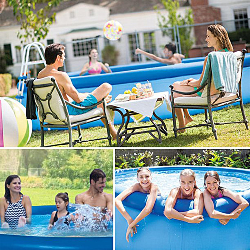 Piscine gonflable en plastique 2,6 pi x 12 pi Aike Home, 2,5 pi x 10 pi, Bleu clair