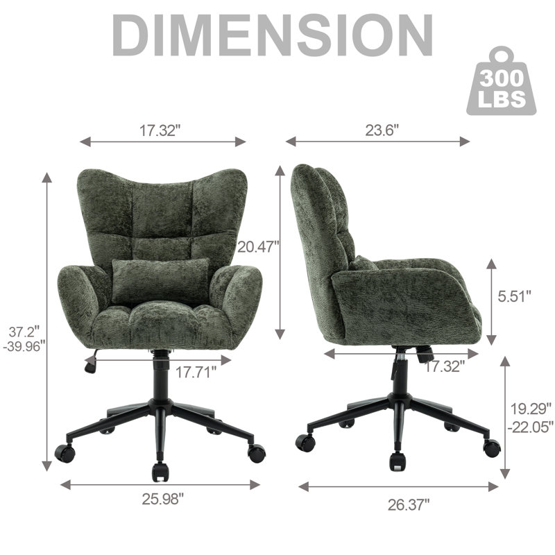 Chenille Swivel Task Chair with Tufted Back, Green