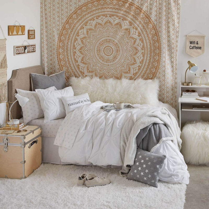 Polyester Tapestry, 79" H x 59" W, Beige/Ivory