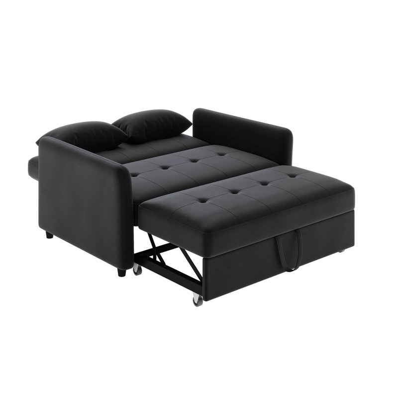 Lit convertible, fauteuil surdimensionné réglable avec trois ports USB, Noir