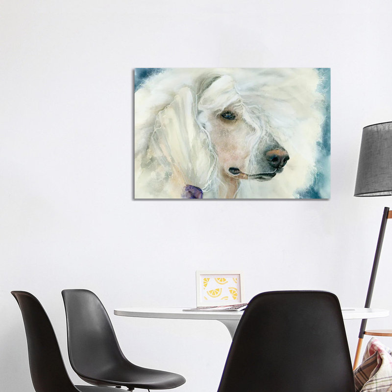 Continental Chic - White Poodle_1PC6, 26" H x 40" W, No Frame, Canvas