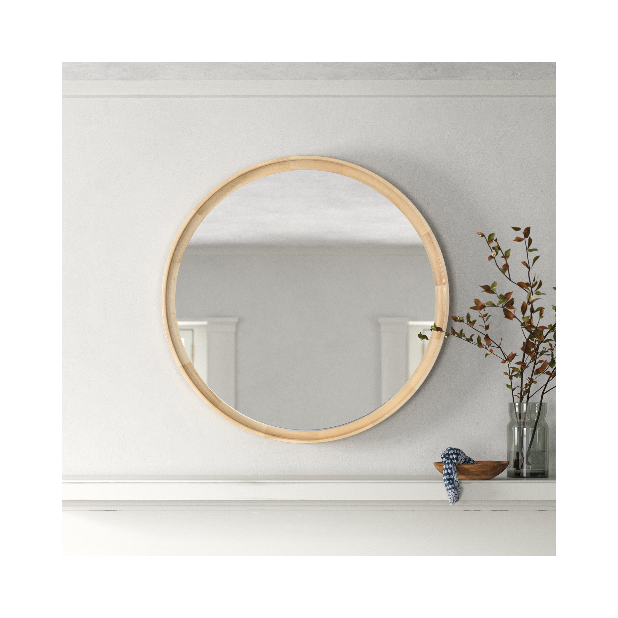 Zoie Wood Mirror, 34" x 34", Natural